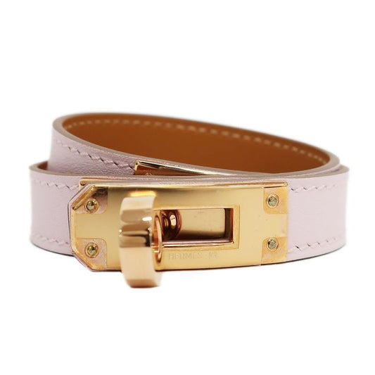 Hermes Kelly Double Tour Bracelet Mauve Peel Gold Hardware