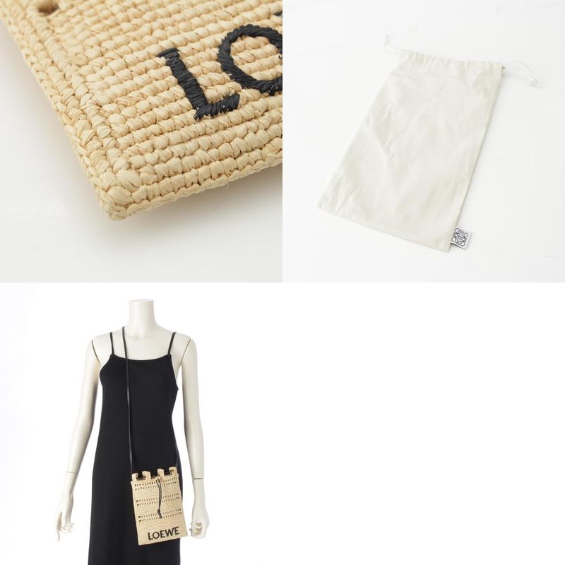 Loewe Raffia Drawstring Ring Pocket Shoulder Bag C756phpx01 Natural