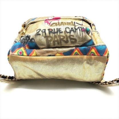 Chanel CC Logo Graffiti Paint Backpack Gold