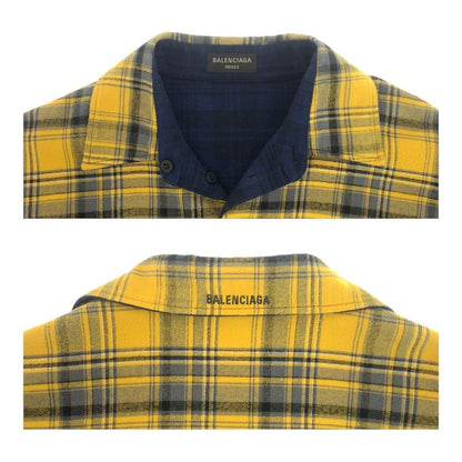 Balenciaga Size M Yellow Blue Cotton 720105tnm27 Long Sleeve Shirt Reversible
