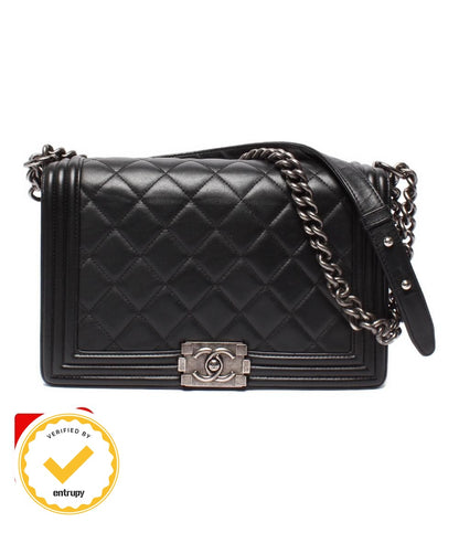 Chanel Chain Shoulder Bag Vintage Silver Smooth Leather No 19 Body 25