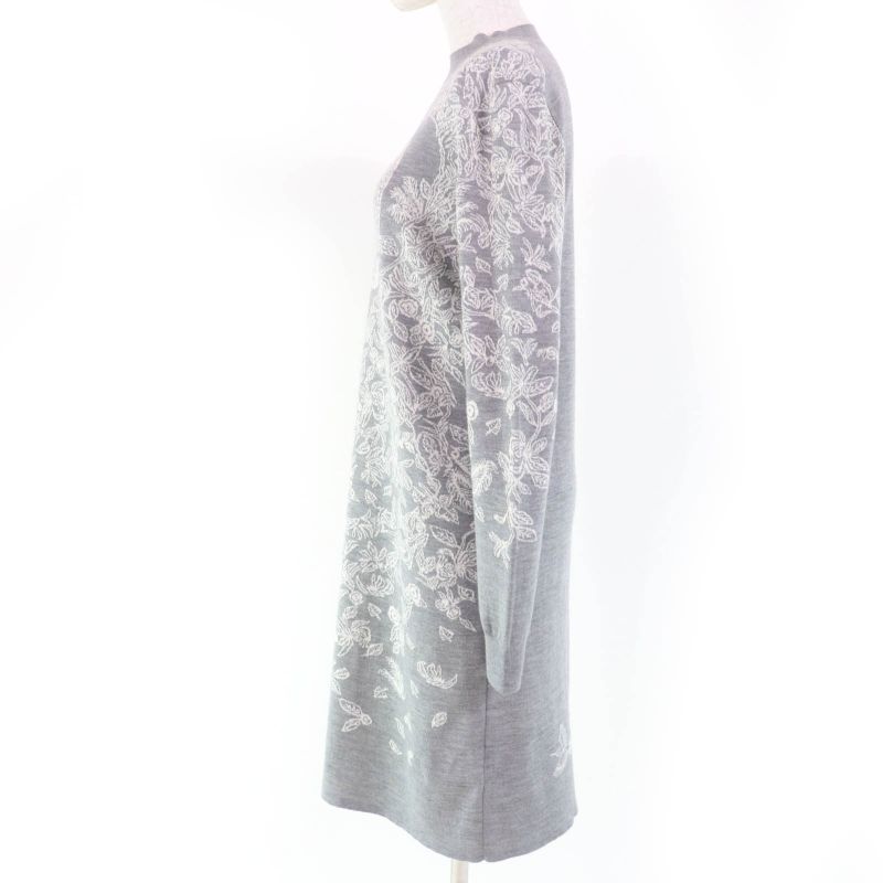 Hermes Jungle LOVE Jungle Love Cashmere Silk Long Sleeve Knit Dress Grey 36