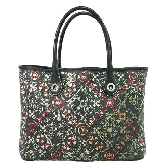 Authentic Chanel Coco Mark Tote Handbag PVC Leather Black Coco Mark Bag