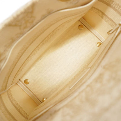 Christian Dior Handbag Lady Dior Dee Lite Canvas White Gold Chien Pan Gold