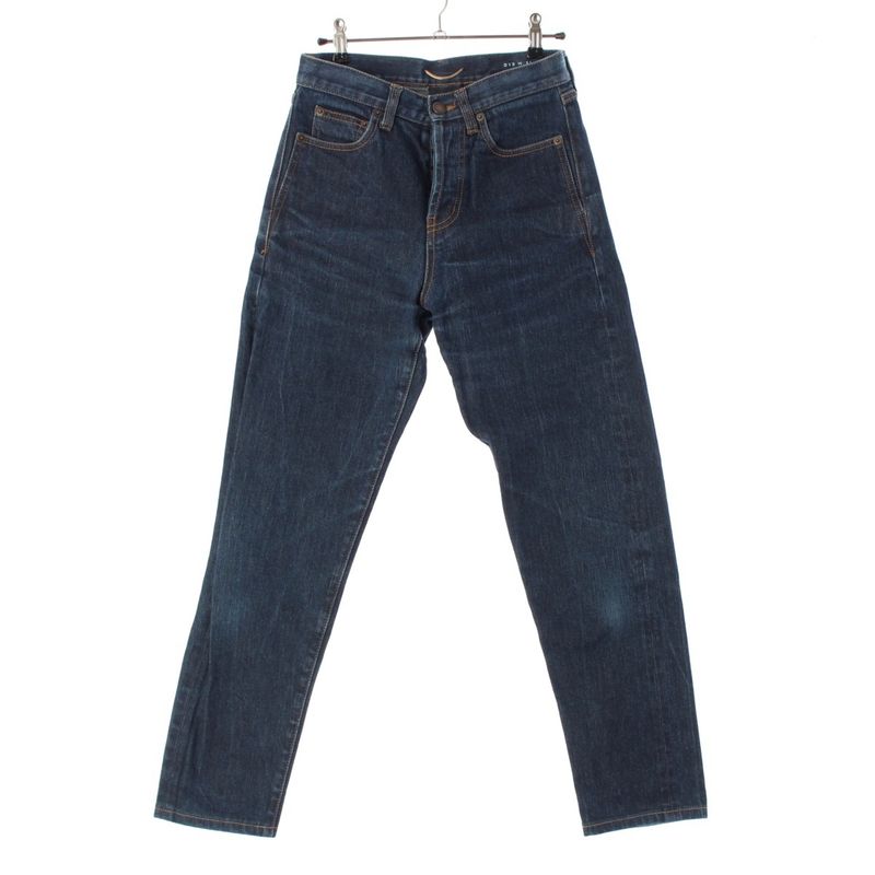 Saint Laurent 20 Years Button Fly Tapered Denim Pants Jeans 644024 Indigo Blue