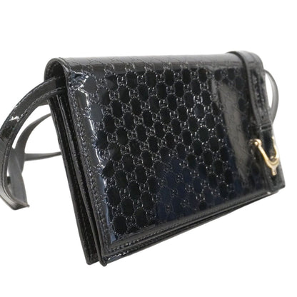 Gucci Shoulder Wallet Micro Guccissima Enamel Black Gold — view 2