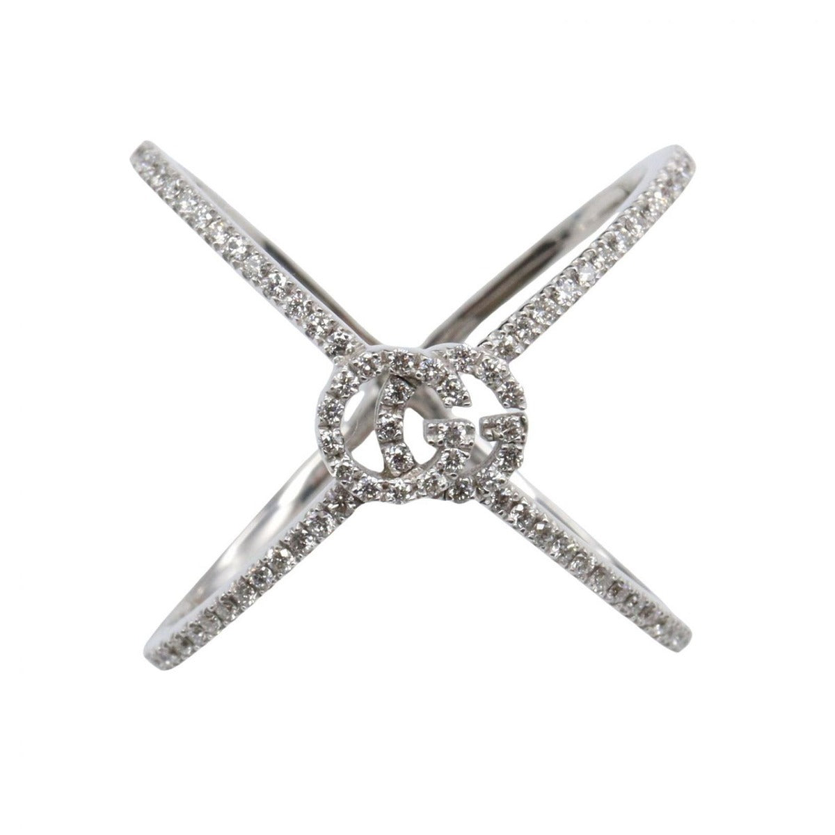 Gucci Ring GG Running Cross Diamond 18K White Gold — view 2