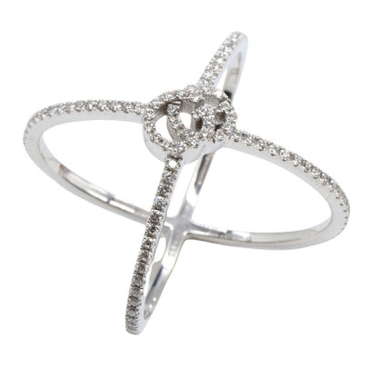 Gucci Ring GG Running Cross Diamond 18K White Gold