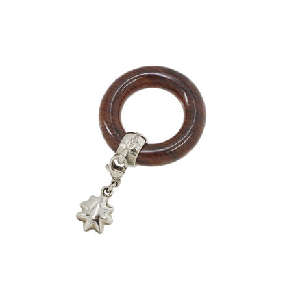 Hermes Scarf Ring Journey Through the Stars Exhibition Wood Silver Dark Brown
