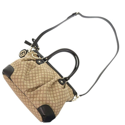 Gucci 247902 GG Canvas Leather Beige Black 2-way Handbag 1465 Gucci