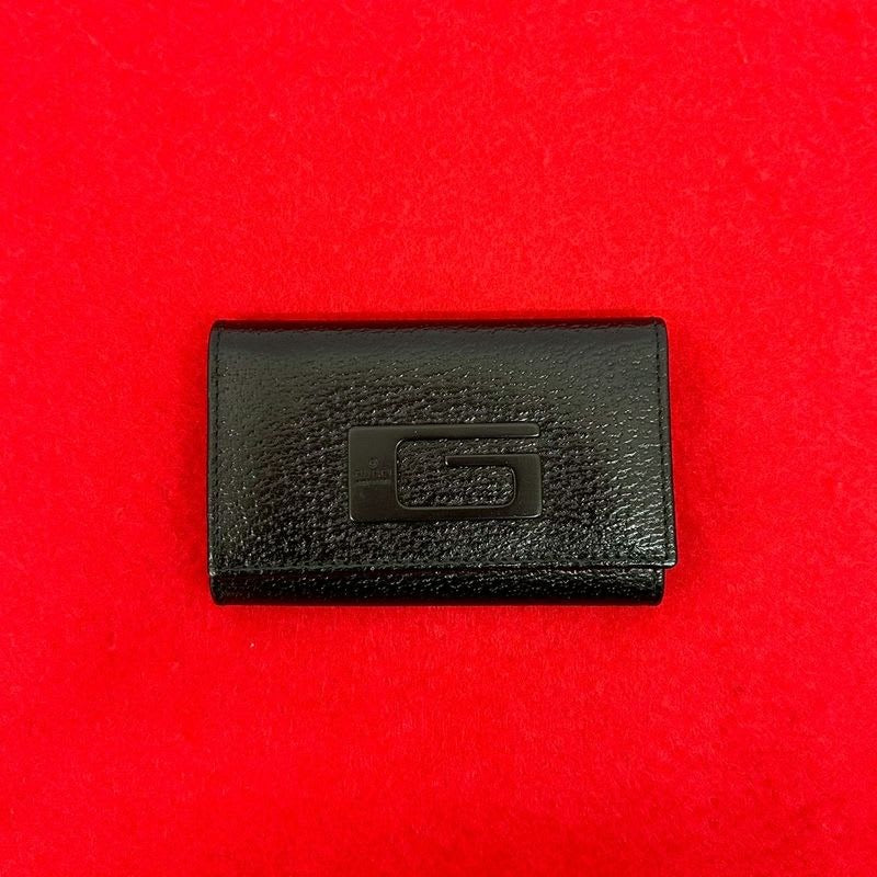 Gucci G Logo Plate Leather Trifold Key Case Holder