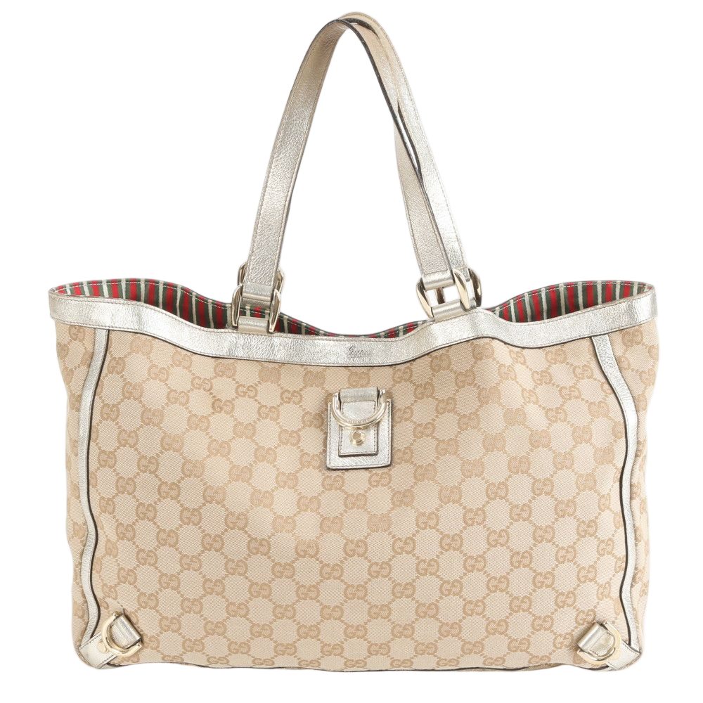 Gucci GG Canvas Abbey Leather Tote Shoulder Hand