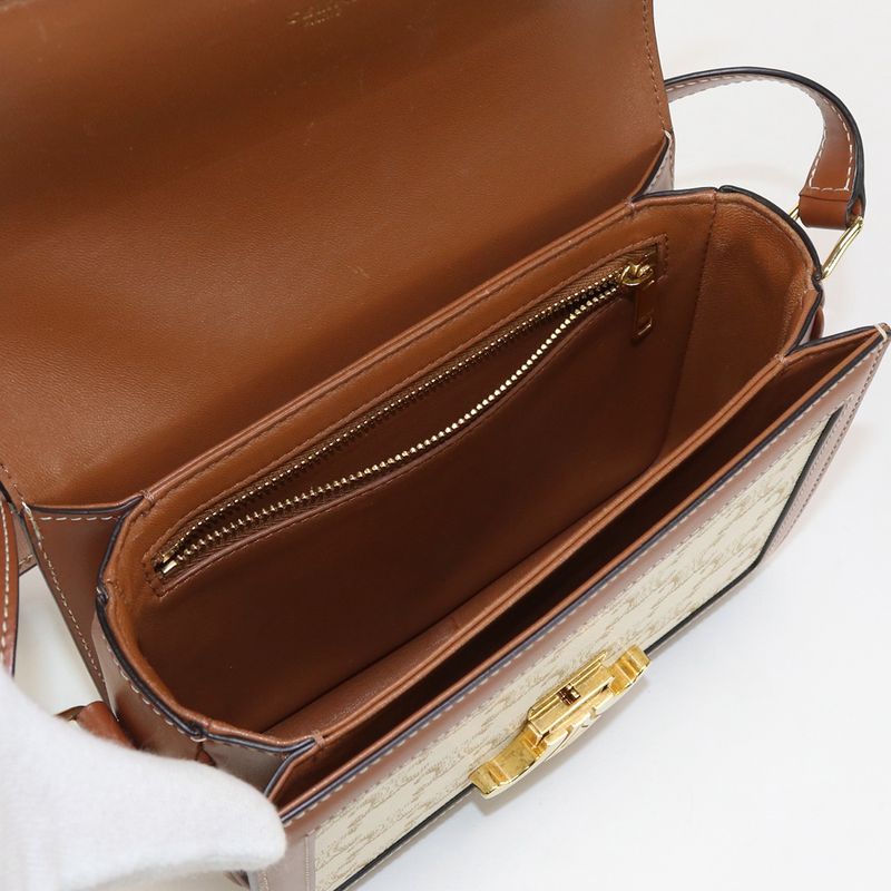 Celine Teen Triomphe Bag Triomphe Canvas 18888 2BZ4 01BC Shoulder PVC Calf