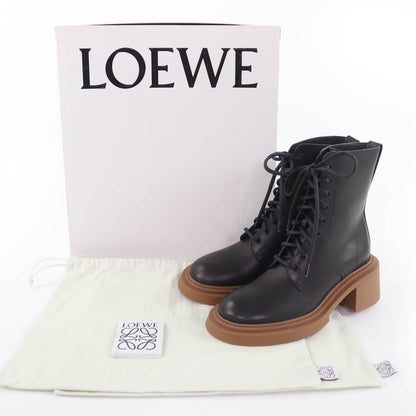 Loewe Log Lace Up Leather Boots Short Black 37 — view 2