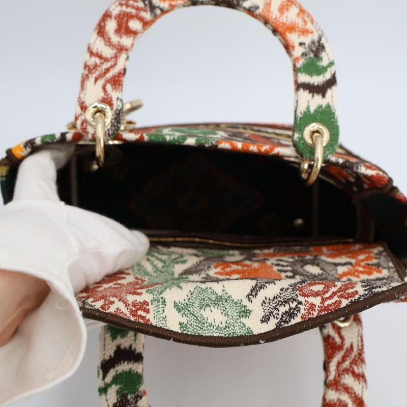 Christian DIOR Lady D-lite Medium Lady D-lite Medium Handbag Embroidered Canvas