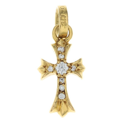 Chrome Hearts 22k Crs Bbyfat P Dia Baby Fat Cross Pave Diamond Pendant Top Gold