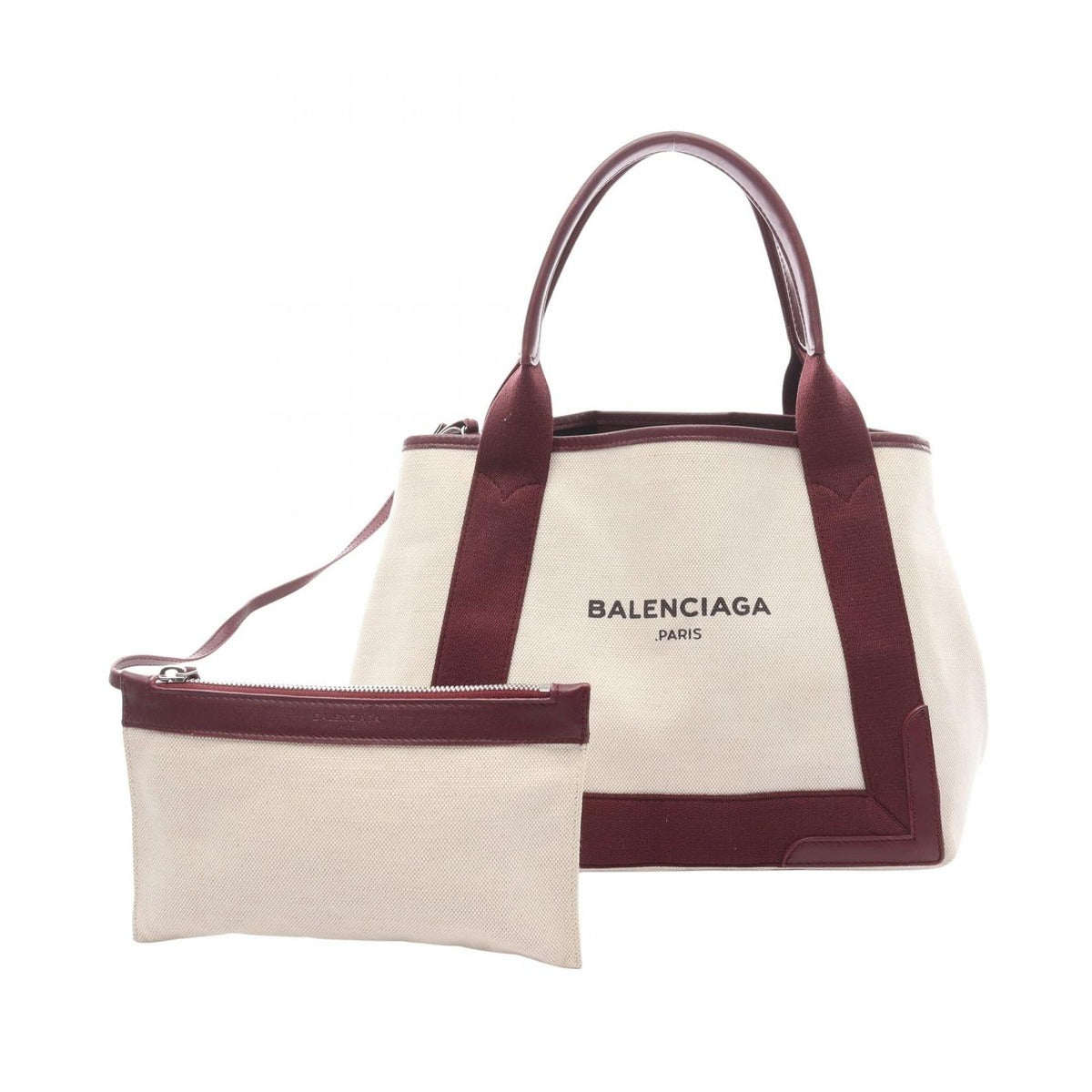 Balenciaga Tote Navy Cabas Natural Bold Canvas Leather Caba S