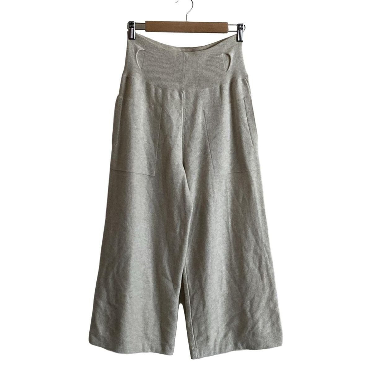 Hermes Pants 36 S Beige Gray Cropped Cashmere Blend Knit Waist Togo Sweater