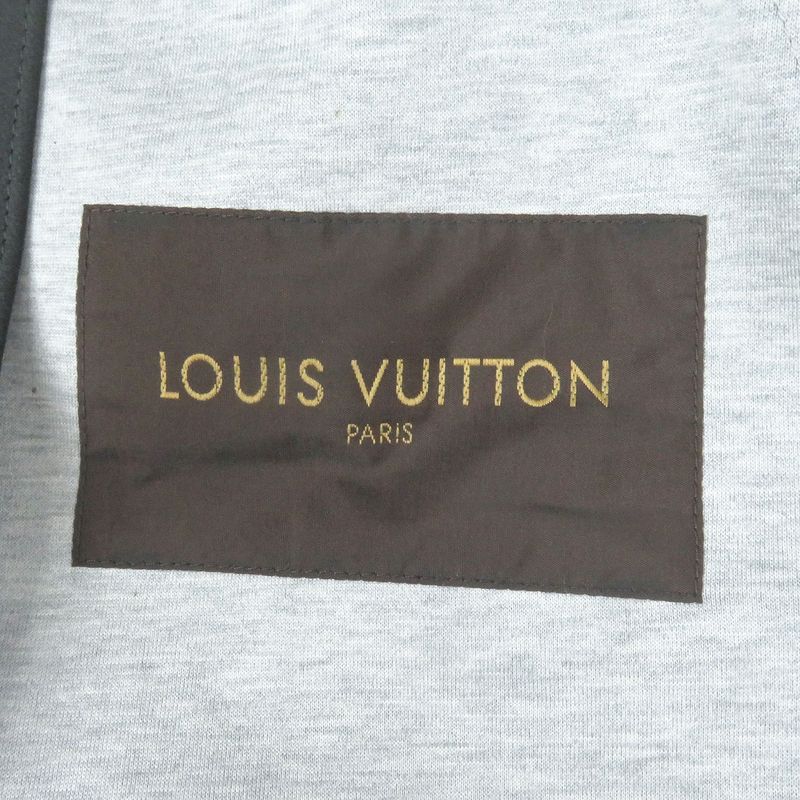 Louis Vuitton Sheepskin Fly Front Suede Leather Stencil Collar Coat Gray 46