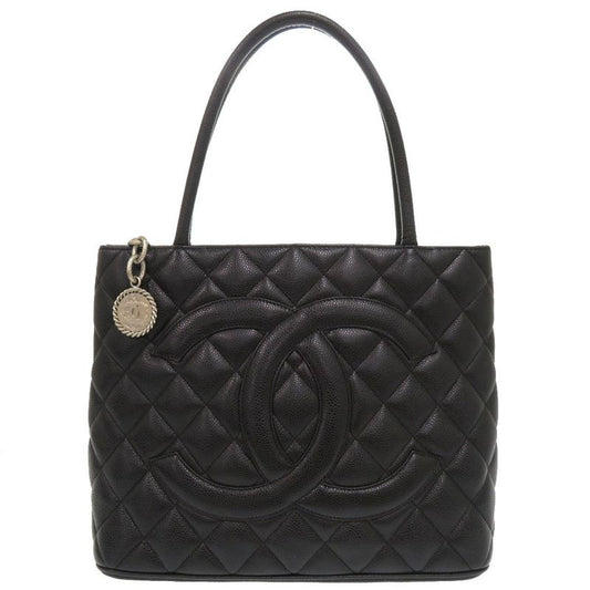 Chanel Medallion Tote Caviar Leather Black Silver Hardware 7 th Bag