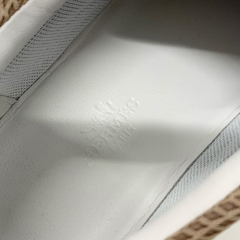 Hermes Bouncing Sneakers Shoes Suede Mesh Beige White