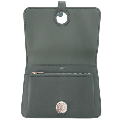 Hermes Dogon Compact Coin Case Leather Vert Amand Evercolor W Engraved 1193