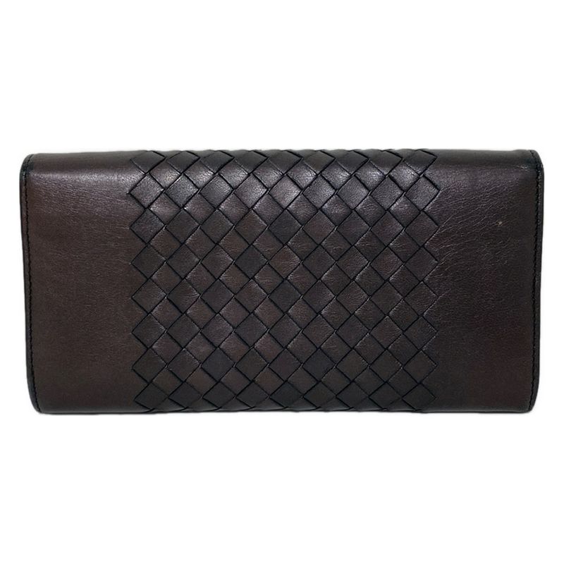 Bottega Veneta Intrecciato Dark Brown Dove Leather Long Wallet