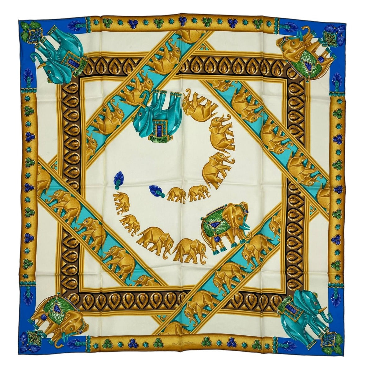 Cartier Scarf Silk Maharaja Elephant Blue — view 2
