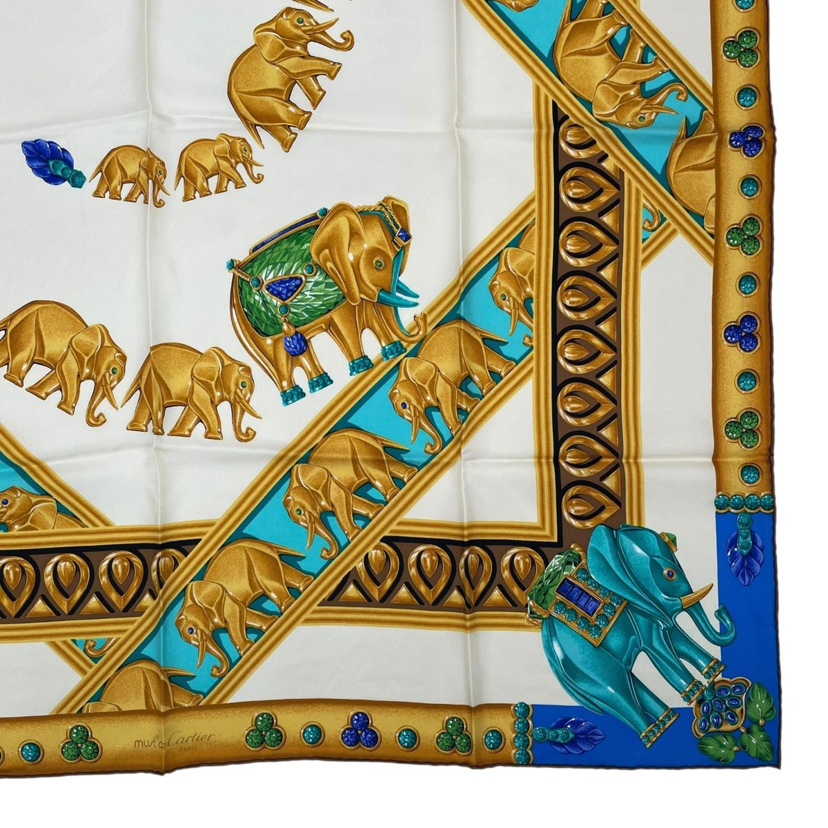Cartier Scarf Silk Maharaja Elephant Blue — view 6
