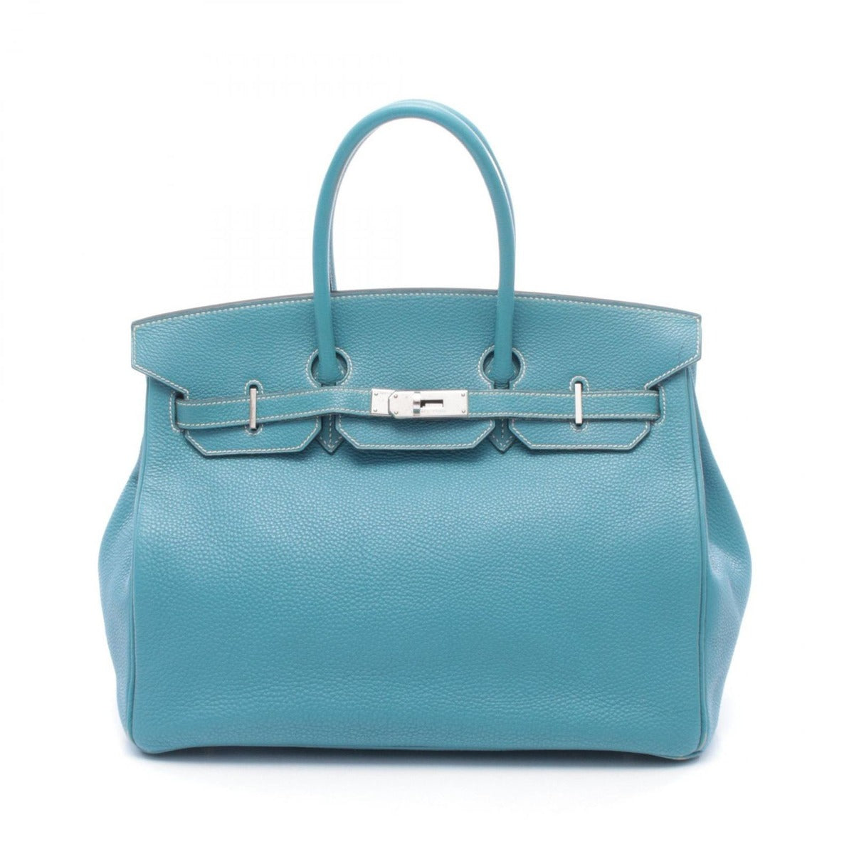 Hermes Handbag Birkin 35 Blue Jean Leather