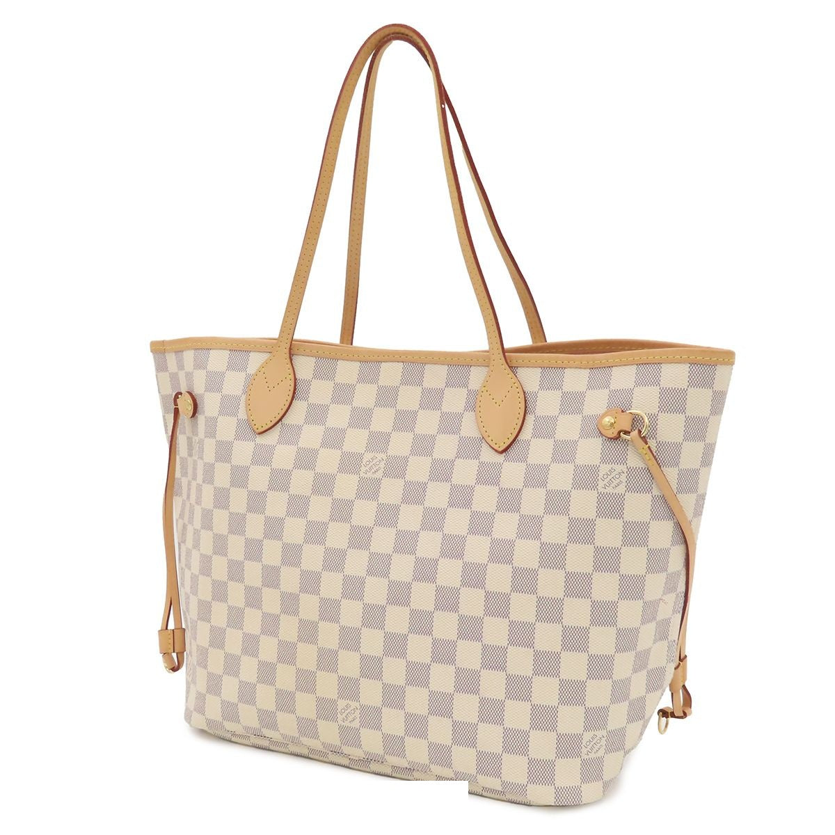 Louis Vuitton Neverfull MM Rose Ballerine Gold Damier Azur Canvas Tote Bag — view 2