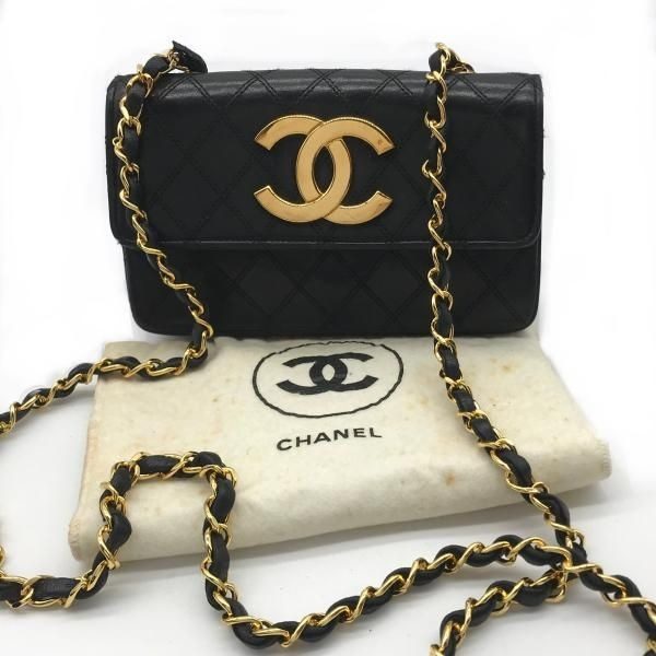 Chanel Bicolor Big CC Logo Mini Chain Shoulder Bag Black