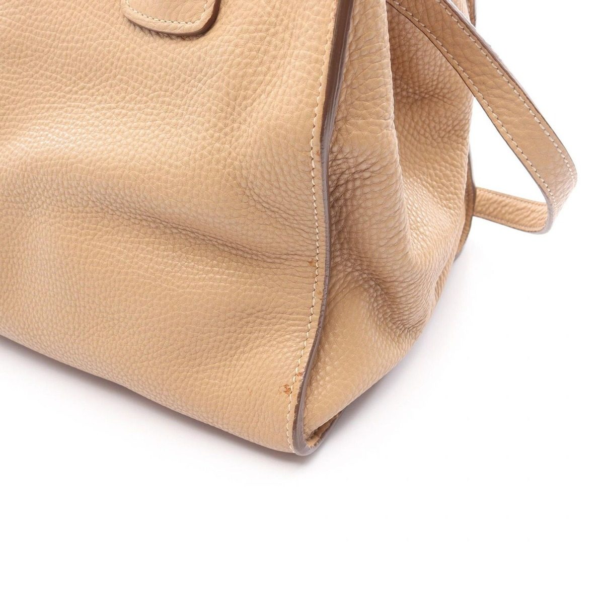 Prada Handbag Vitello Daino Beige Leather Triangle Logo 2-Way Hand — view 10