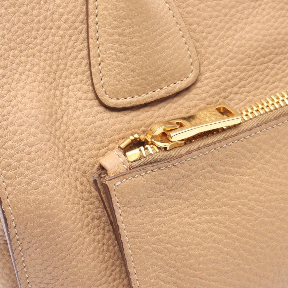 Prada Handbag Vitello Daino Beige Leather Triangle Logo 2-Way Hand — view 8