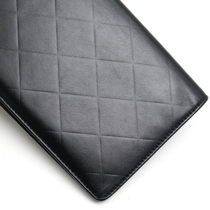Chanel Bifold Long Wallet Leather Black Matelasse
