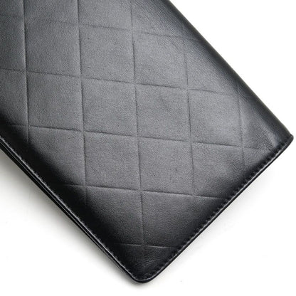 Chanel Bifold Long Wallet Leather Black Matelasse