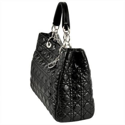 Dior Lady Dior Tote Bag Leather Black Silver Hardware