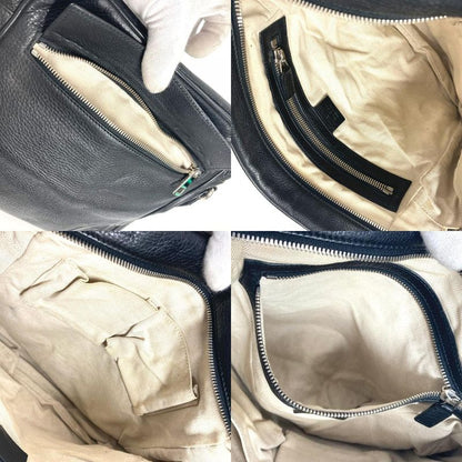 Gucci Shoulder Bag Logo Interlocking G 337084 Leather Black