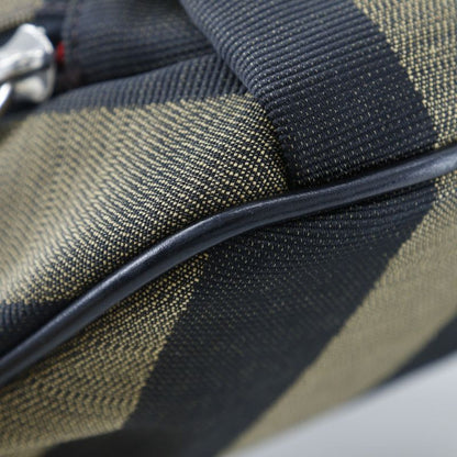 Fendi Pecan Stripe Body Bag 7va446 Nylon Canvas Brown Unisex Waist Bag