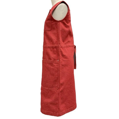 Hermes Dress Cotton Red Silver Embroidery Denim Sleeveless
