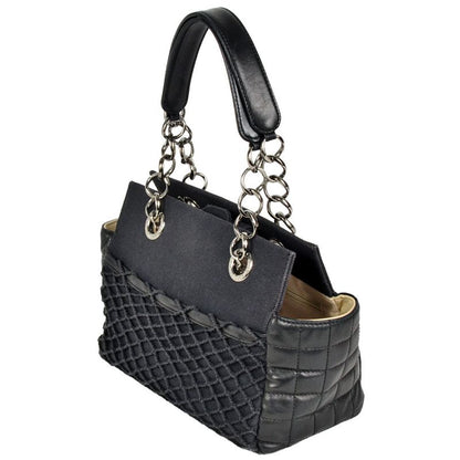 Chanel Coco Mark Chain Shoulder Bag Handbag Lambskin Canvas Black Decacoco Women