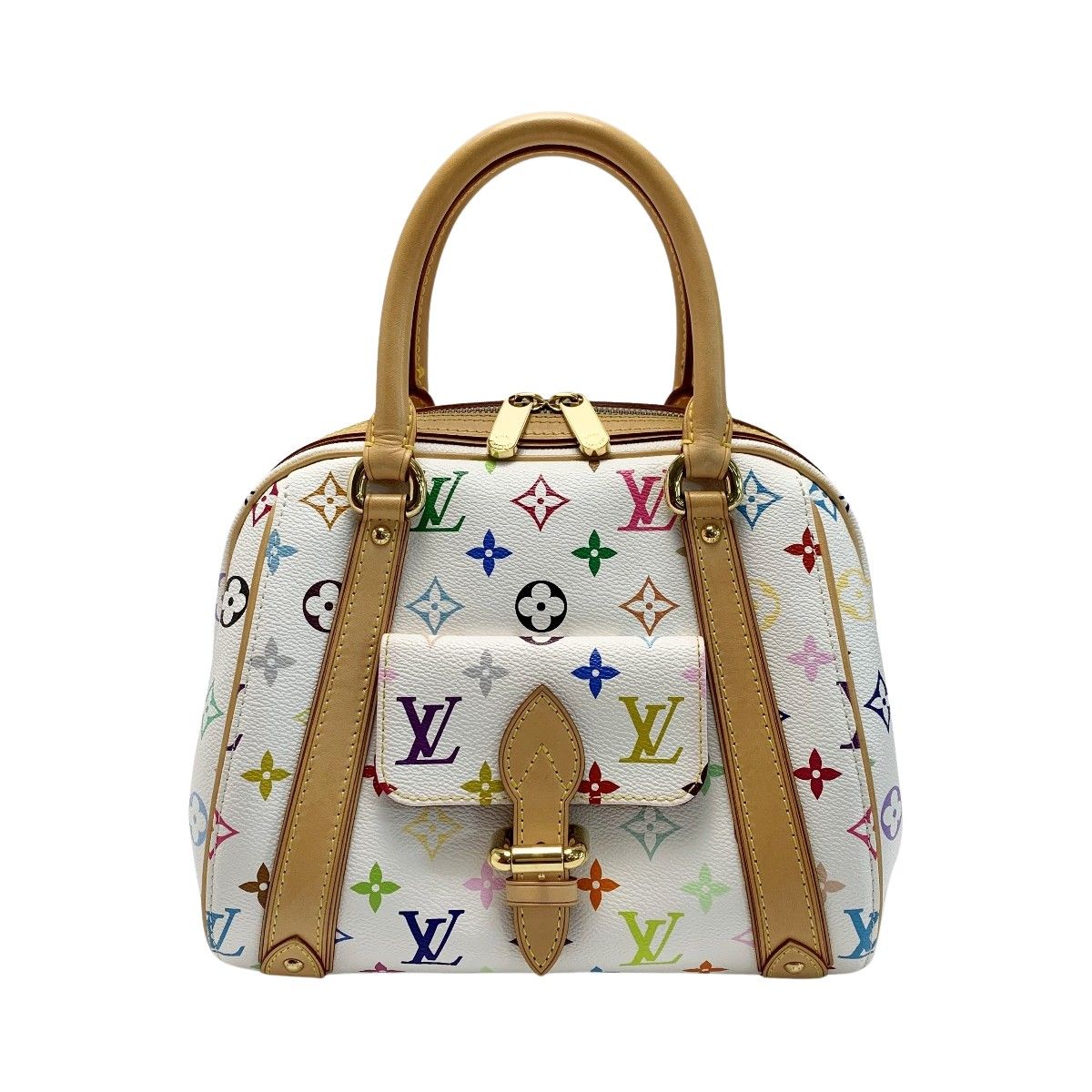 Louis Vuitton Priscilla Monogram M40096 Multicolor White Handbag with Bag