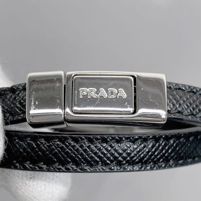 Prada Bracelet Black NERO Excellent Condition M Size Saffiano Leather
