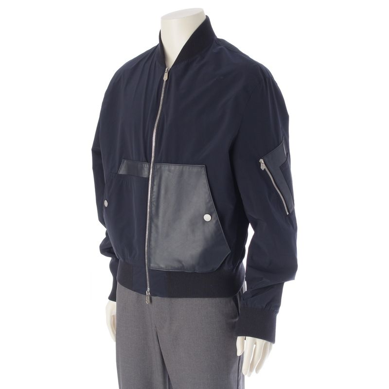 Hermes 24 Nylon Lamb Leather Blouson Bomber Jacket Outerwear H452820hk0144 Navy