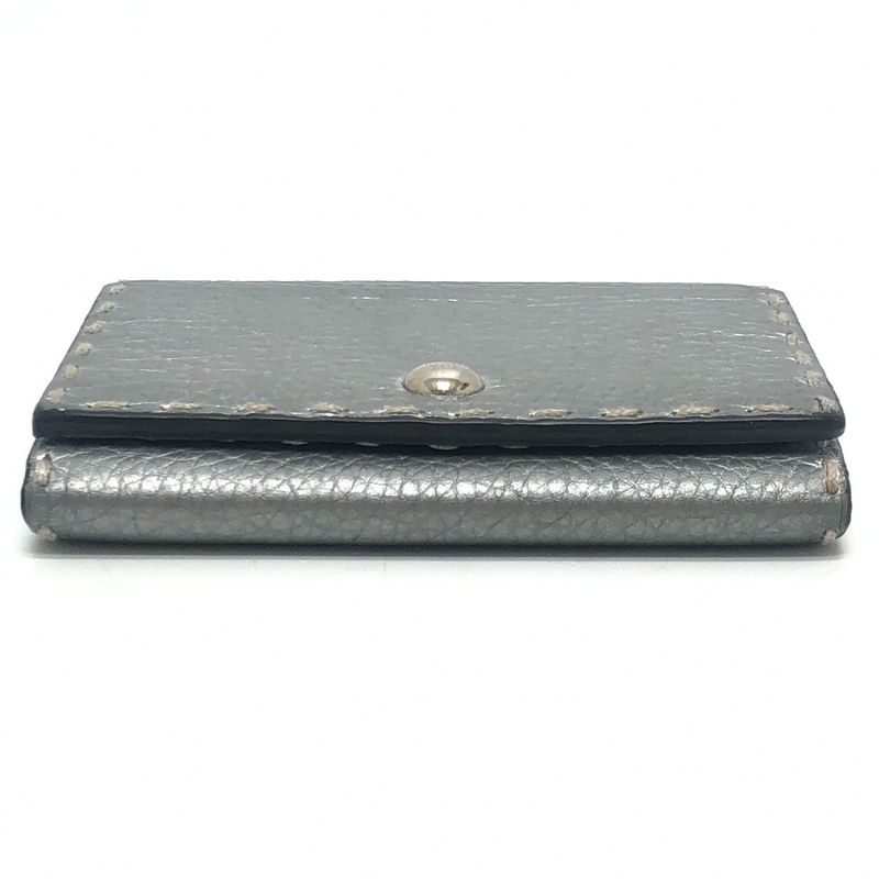 Fendi Card Case Selleria Leather Silver