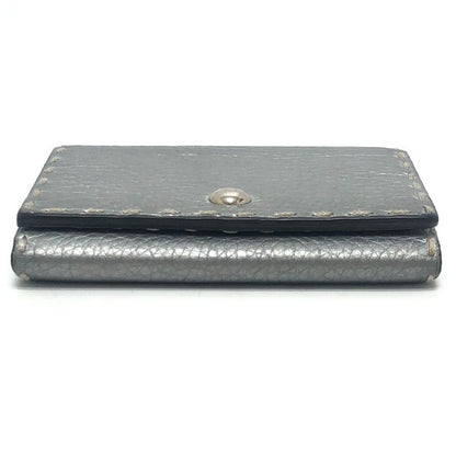 Fendi Card Case Selleria Leather Silver