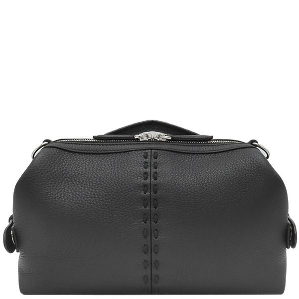 Fendi 2way Bag Selleria Siesta Small Calf Leather Black Silver Hardware Black