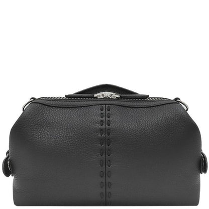 Fendi 2way Bag Selleria Siesta Small Calf Leather Black Silver Hardware Black