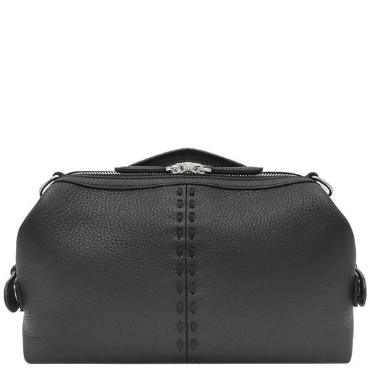 Fendi 2way Bag Selleria Siesta Small Calf Leather Black Silver Hardware Black