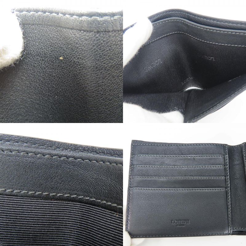 Loewe Bifold Wallet Anagram Leather PVC Gray Black Card Total Billfold Men Loewe